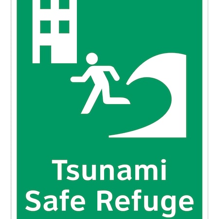 Tsunami Safe Refuge Building Sign (F1294-)|Aluminum 14" X 10" |ANSI Signs|Sign for Beach, Shore Area, Public Buildings